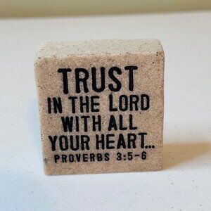 Trust in the Lord Stone Block Home Decoration With Bible Verse Proverbs 3:5-6
